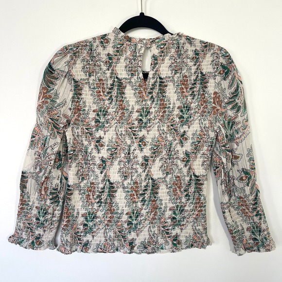Veronica Beard $398 Kali Smocked Paisley Mock Neck Puff Sleeve Blouse Size‎ 4 - Picture 6 of 8